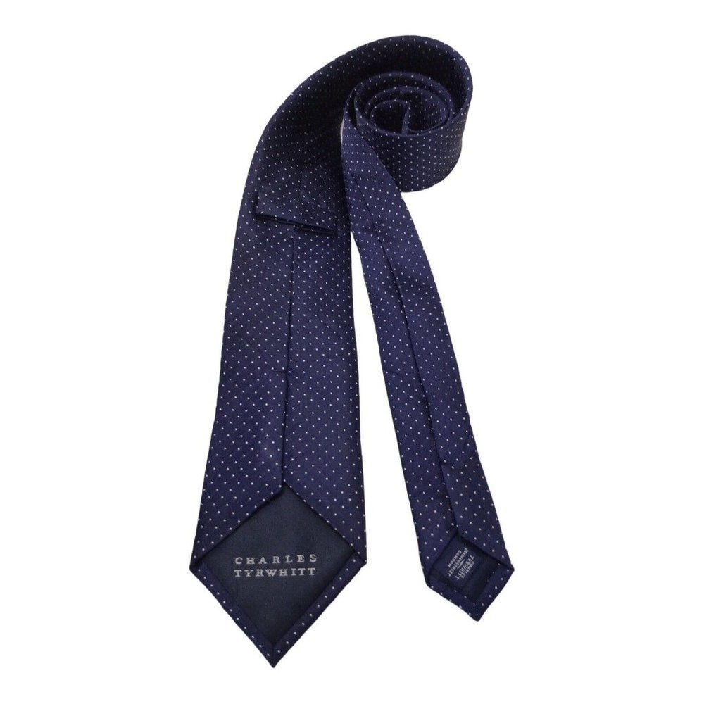 CHARLES TYRWHITT Blue Polka Dot Silk Tie 58"/3".1/2 EX COND - Picture 2 of 6